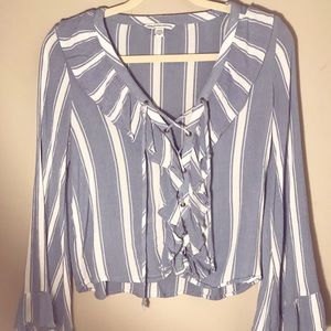 American Eagle Light blue & white blouse
